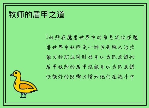 牧师的盾甲之道